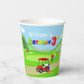 Schattigee 3e Verjaardag Rode Golf Cart Boy's Papieren Bekers (Achterkant)