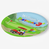 Schattigee 3e Verjaardag Rode Golf Cart Boy's Papieren Bordje (Gekanteld)