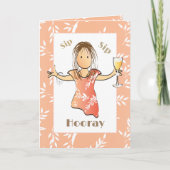 Schattigee 40e Verjaardag Vrouw Cartoon Champagne Kaart (Voorkant)