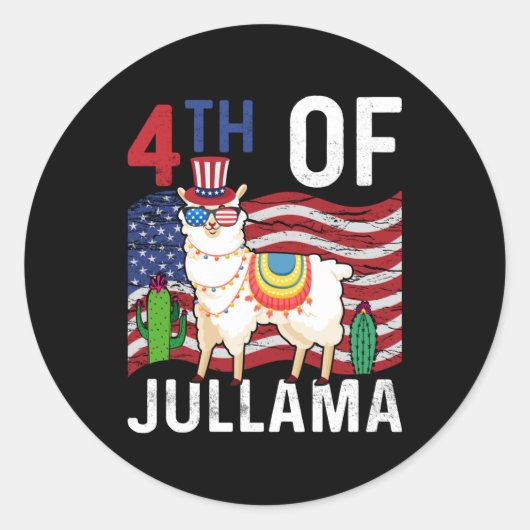 Schattigee 4 juli Patriottische Llama 4 juli Gift Ronde Sticker (Voorkant)