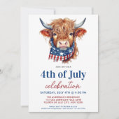 Schattigee 4 juli rood wit blauw patriottische Koe Kaart (Voorkant)