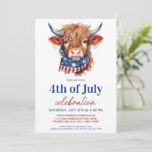 Schattigee 4 juli rood wit blauw patriottische Koe Kaart (Staand voorkant)