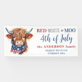 Schattigee 4 juli rood wit blauw patriottische Koe Spandoek (Horizontaal)
