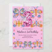 Schattigee 4e verjaardag vlinder kaart (Voorkant)