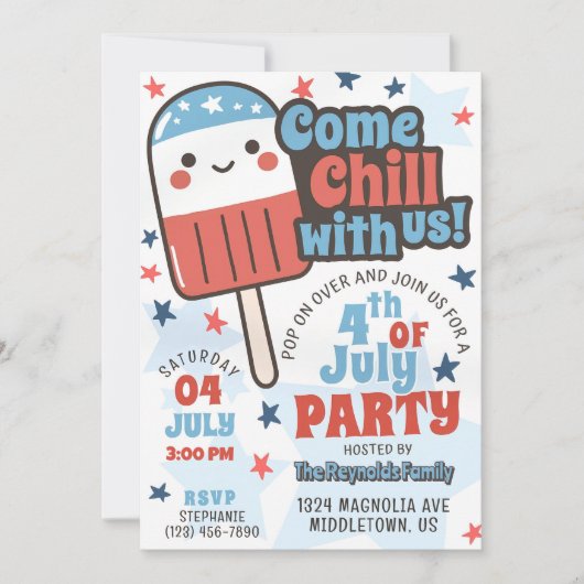Schattigee 4th of July Chill Met Ons Retro Popsicl Kaart (Voorkant)