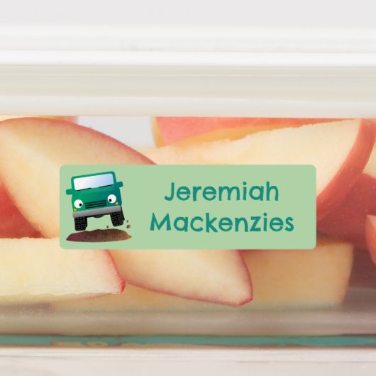 Schattigee 4X4 off-road voertuig cartoon gepersona Labels (Aangebracht)