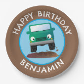 Schattigee 4X4 off-road voertuig cartoon gepersona Papieren Bordje (Voorkant)