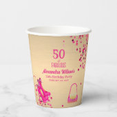 Schattigee 50 & Fabulous High Heels Gold Hot Pink  Papieren Bekers (Achterkant)