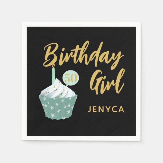 Schattigee 50e verjaardag Cupcake Party servetten (Voorkant)