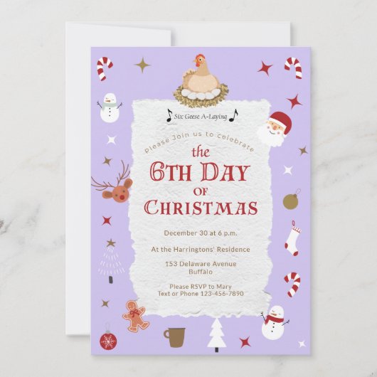 Schattigee 5e dag van Kerstmis Zes Ganzen-A Legpar Kaart (Voorkant)