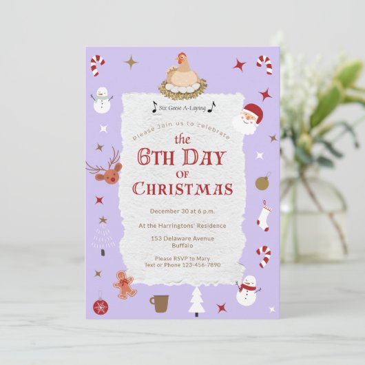 Schattigee 5e dag van Kerstmis Zes Ganzen-A Legpar Kaart (Staand voorkant)