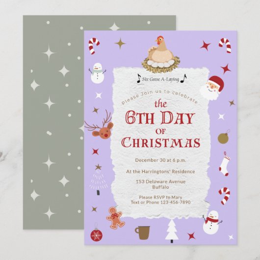 Schattigee 5e dag van Kerstmis Zes Ganzen-A Legpar Kaart (Voorkant / Achterkant)