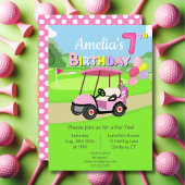 Schattigee 7e verjaardag Polka Dot Pink Girly Golf Kaart