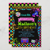Schattigee 80s verjaardagsuitnodiging kaart (Voorkant / Achterkant)