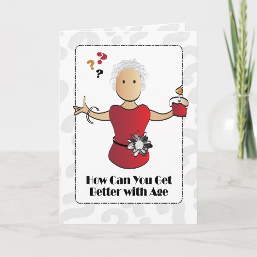 Schattigee 80ste verjaardag etnische vrouw Cartoon Kaart (Voorkant)