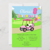Schattigee 8e verjaardag Polka Dot Pink Girly Golf Kaart (Voorkant)