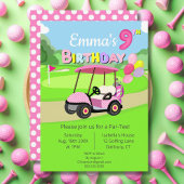 Schattigee 9e verjaardag Polka Dot Pink Girly Golf Kaart
