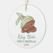 Schattigee Aangepaste Afro-Amerikaanse Baby Eerste Keramisch Ornament (Links)