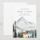 Schattigee aangepaste berg save the date (Voorkant / Achterkant)