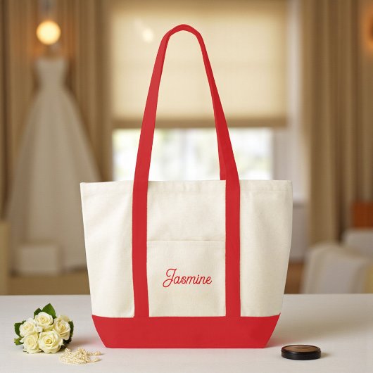 Schattigee Aangepaste Bruidsmeisje Gift Rood Tote Bag
