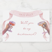 Schattigee aangepaste bruidsmeisje voorstel mini c sparkling wijnetiket (Enkel label)