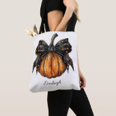 Schattigee Aangepaste Coquette Trick or treat Pomp Tote Bag (Dichtbij)