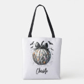 Schattigee aangepaste discobal Halloween pompoen Tote Bag (Achterkant)
