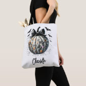 Schattigee aangepaste discobal Halloween pompoen Tote Bag (Dichtbij)