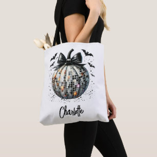 Schattigee aangepaste discobal Halloween pompoen Tote Bag