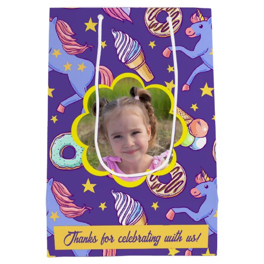 Schattigee aangepaste eenhoorns, donuts & ijs medium cadeauzakje (Achterkant)