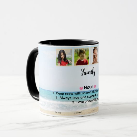 Schattigee aangepaste familiefoto mok (Voorkant links)