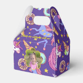 Schattigee aangepaste foto eenhoorns, donuts & ijs bedankdoosjes (Achterkant)