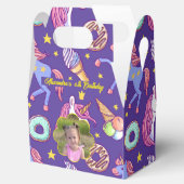 Schattigee aangepaste foto eenhoorns, donuts & ijs bedankdoosjes (Geopend)