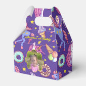 Schattigee aangepaste foto eenhoorns, donuts & ijs bedankdoosjes (Voorkant Zijde)