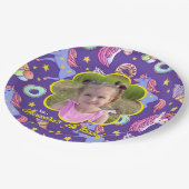 Schattigee aangepaste foto eenhoorns, donuts & ijs papieren bordje (Gekanteld)