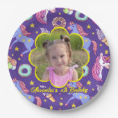 Schattigee aangepaste foto eenhoorns, donuts & ijs papieren bordje (Voorkant)