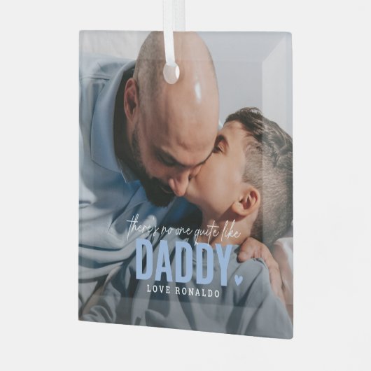 Schattigee Aangepaste Foto Keepsake DADDY Gift Ker Glas Ornament (Voorkant links)