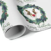 Schattigee Aangepaste Foto & Tekst Kerstkrans Cadeaupapier (Rol Hoek)