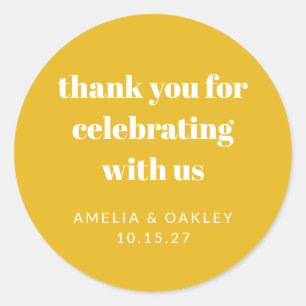 Schattigee aangepaste gele koppels douche dank u ronde sticker