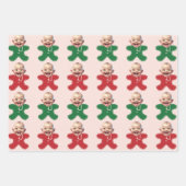 Schattigee Aangepaste Gezichtsfoto Gingerbread Her Inpakpapier Vel (Voorkant 3)