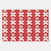 Schattigee Aangepaste Gezichtsfoto Gingerbread Her Inpakpapier Vel (Voorkant 2)