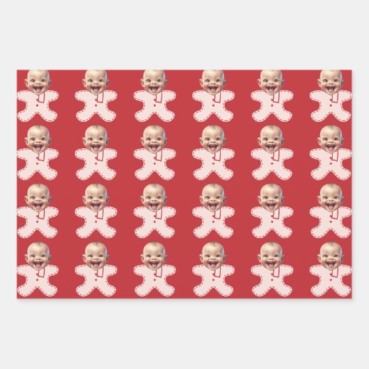 Schattigee Aangepaste Gezichtsfoto Gingerbread Her Inpakpapier Vel (Voorkant 2)