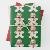 Schattigee Aangepaste Gezichtsfoto Gingerbread Her Inpakpapier Vel (In situ)