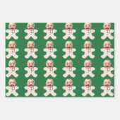 Schattigee Aangepaste Gezichtsfoto Gingerbread Her Inpakpapier Vel (Voorkant)