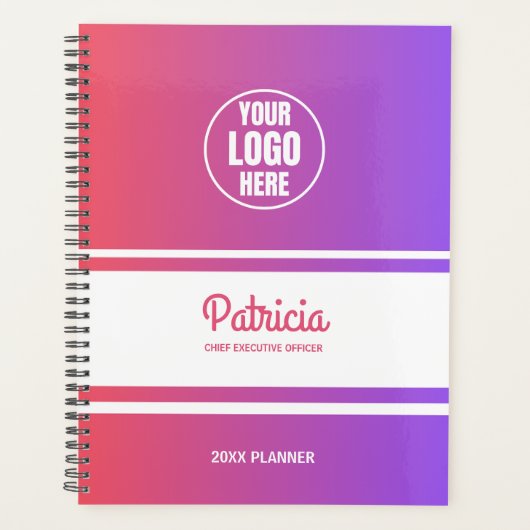 Schattigee Aangepaste Girly Roze/Blauwe Gradient C Planner (Voorkant)