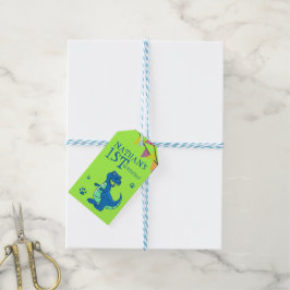 Schattigee aangepaste groene blauwe dinosaurus the cadeaulabel