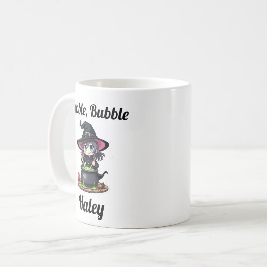 Schattigee aangepaste Halloween-heks Koffiemok (Voorkant links)