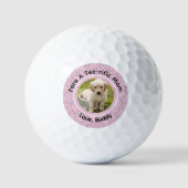 Schattigee Aangepaste Hond Foto Sjabloon Roze Dame Golfballen (Voorkant)