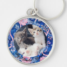 Schattigee aangepaste kat mam geschenken foto Sleu Sleutelhanger