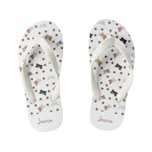 Schattigee aangepaste kat Teenslippers voor kinder (Voetbed)